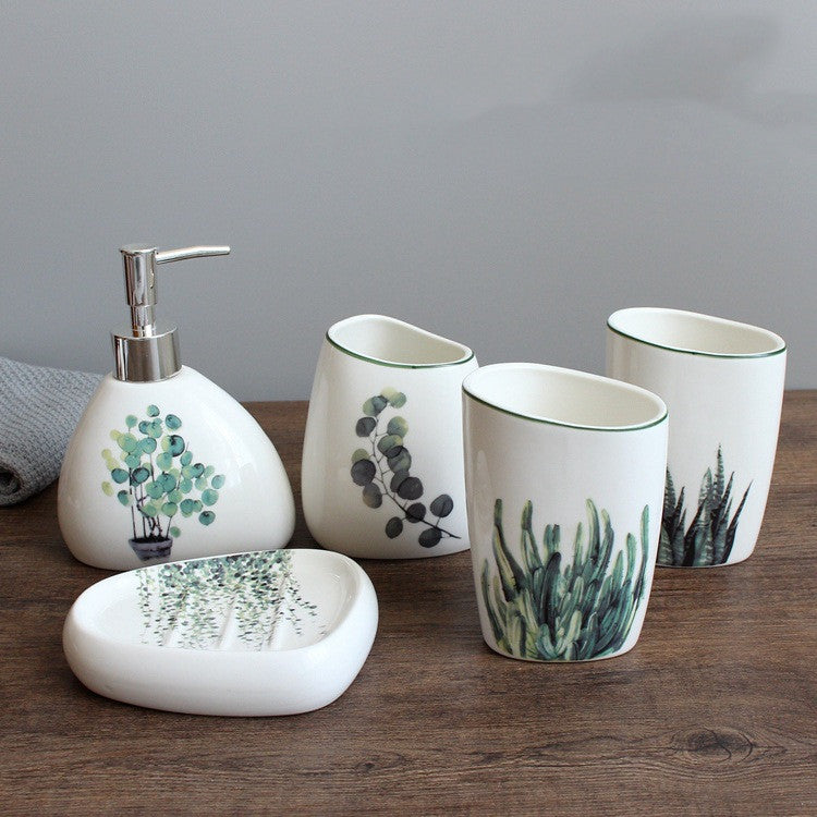 Keramik-Set mit Aquarellmotiven