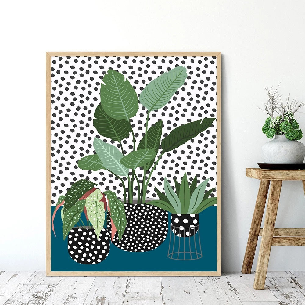 Leinwandmalerei 'Cartoon Plant'