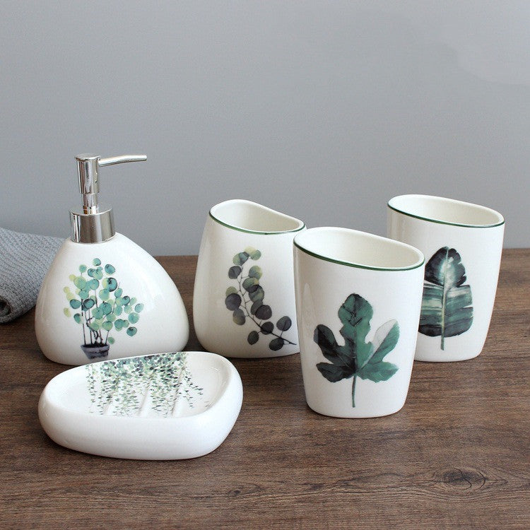 Keramik-Set mit Aquarellmotiven